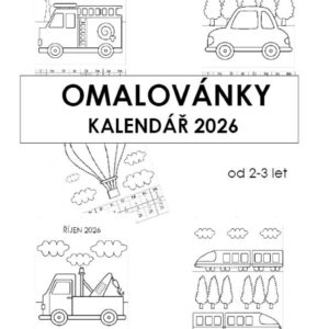 KALENDÁŘ 2026 (A4) Omalovánky od 2-3 let PDF - edice CUTE Doprava
