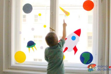 DIY dekorace na okna pro děti VESMÍR