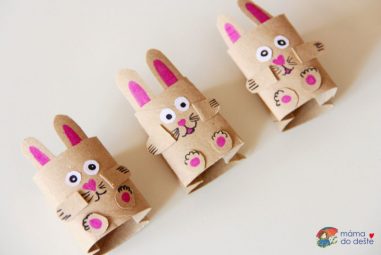 Velikonoční skákající zajíčci z ruličky od toaletního papíru