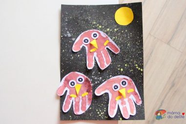 Sovy v noci z otisku ruky: Tvoření pro nejmenší