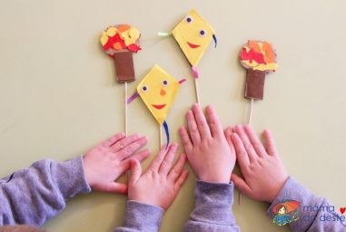 DIY podzimní ozdoby do květináče z kartonu a barevného papíru